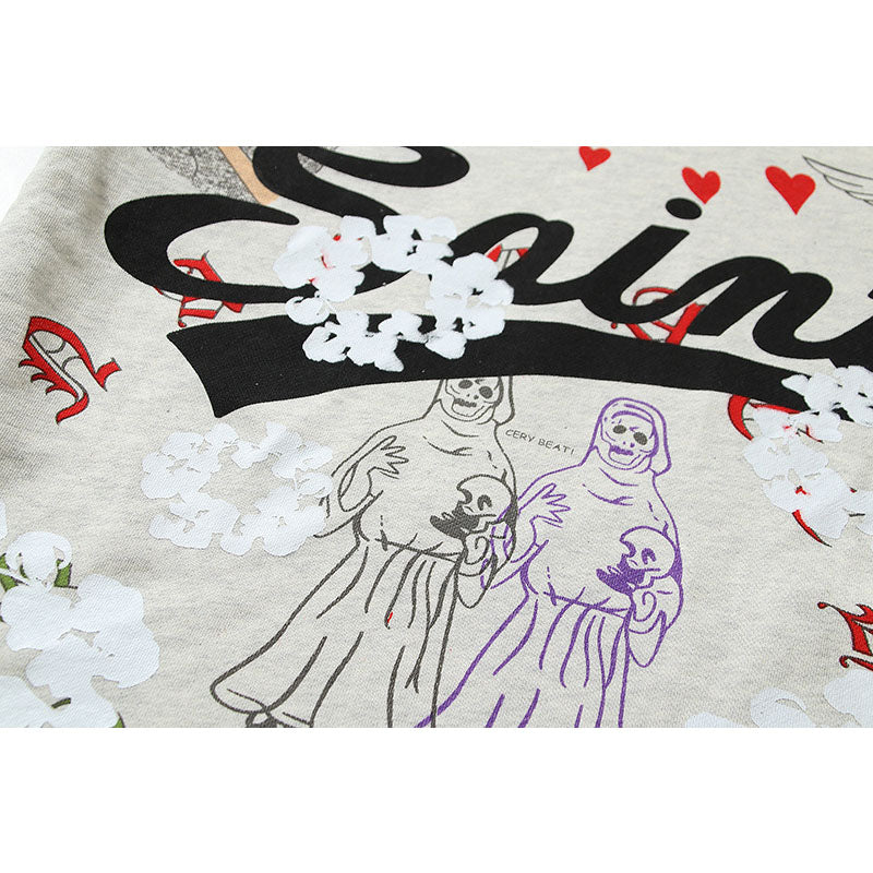 Kanye West Sunday Service Hoodie Autumn And Winter Flower Graffiti Printed Hoodie