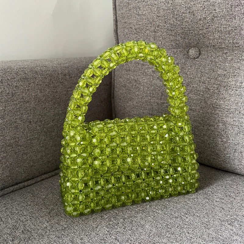 Luxury Fashionable Handcrafted Green Beaded Purse