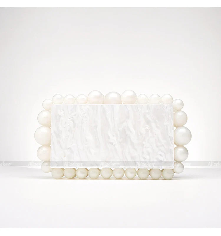 Clear Acrylic Wedding Clutch with Gold Beads