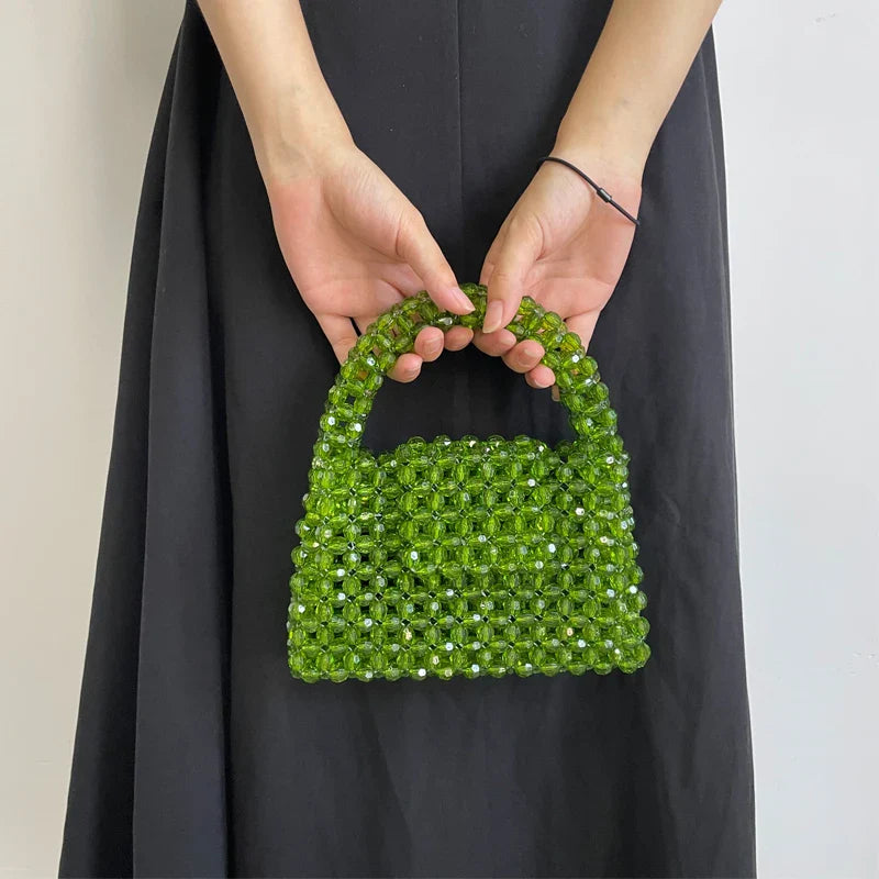 Luxury Fashionable Handcrafted Green Beaded Purse