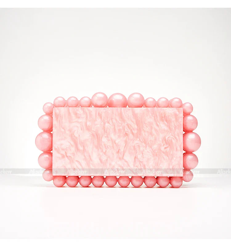 Clear Acrylic Wedding Clutch with Gold Beads