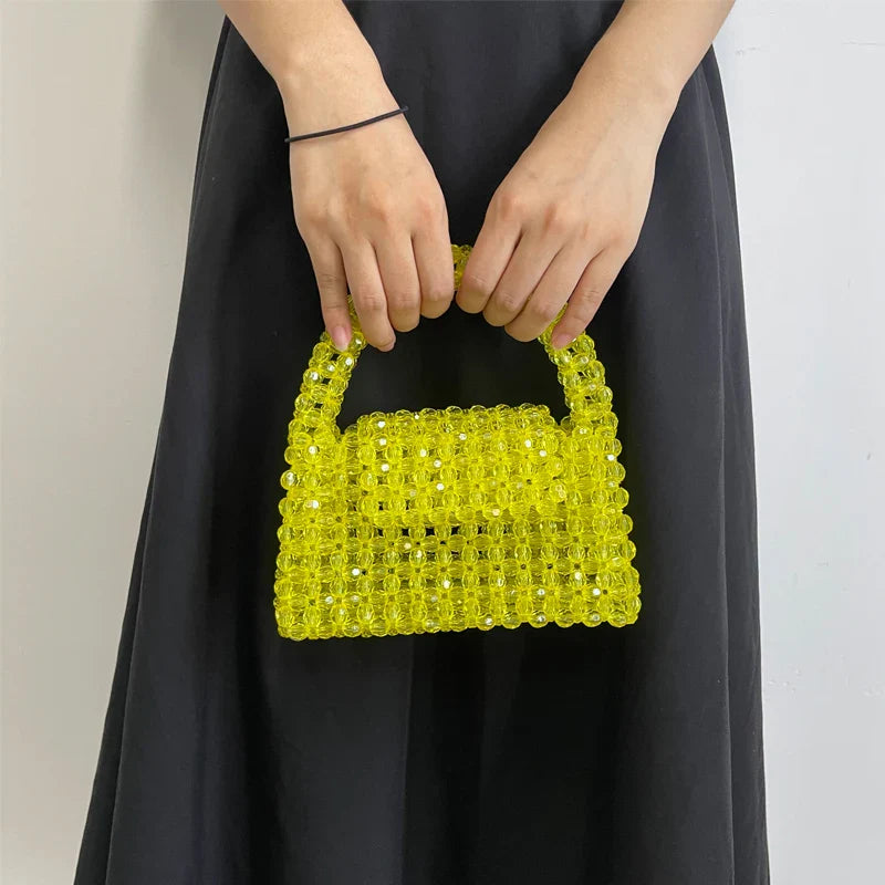 Luxury Fashionable Handcrafted Green Beaded Purse