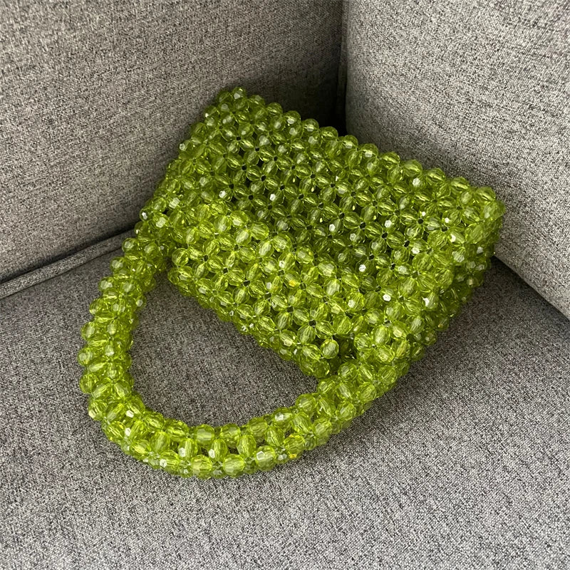 Luxury Fashionable Handcrafted Green Beaded Purse
