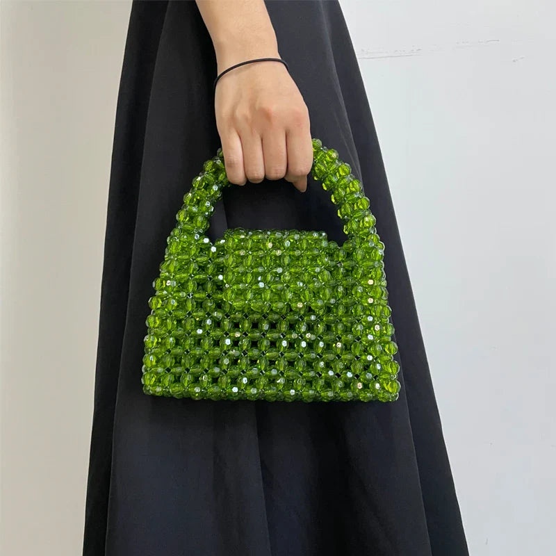 Luxury Fashionable Handcrafted Green Beaded Purse