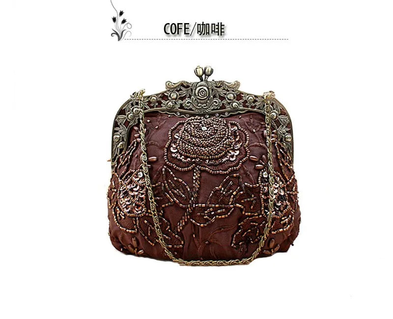 Vintage Beaded Embroidered Evening Handbag