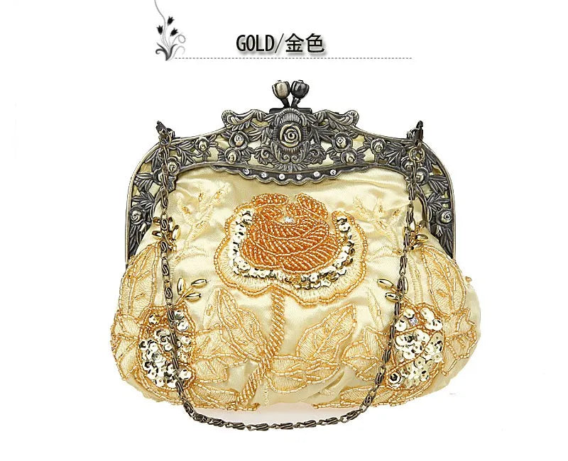 Vintage Beaded Embroidered Evening Handbag