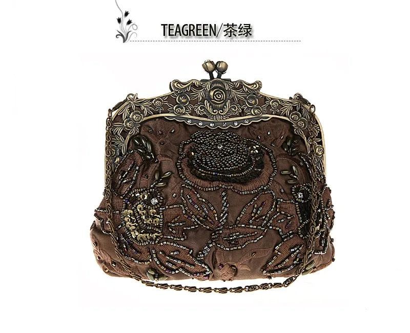 Vintage Beaded Embroidered Evening Handbag