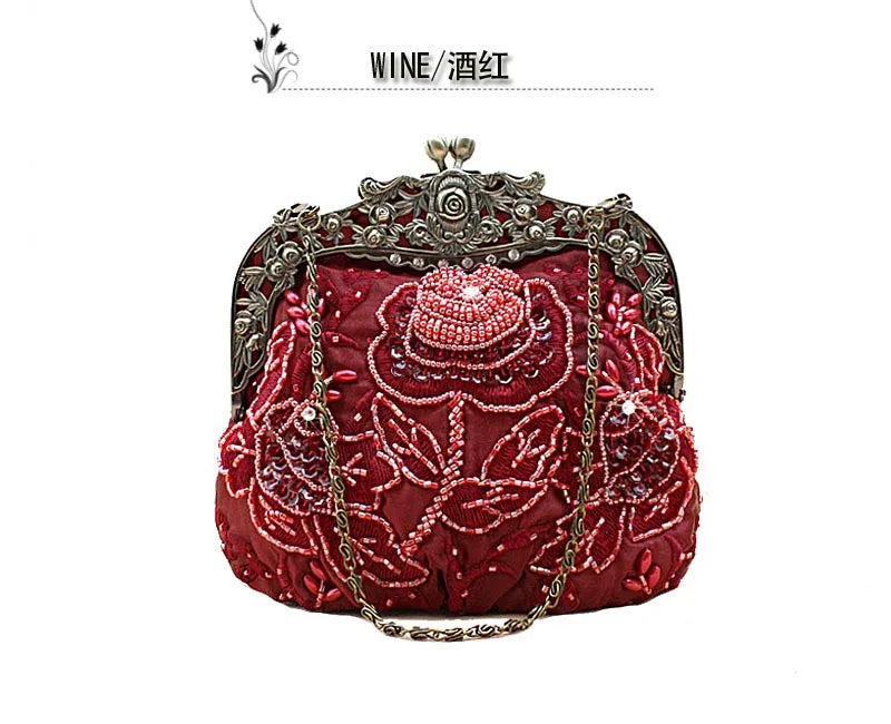 Vintage Beaded Embroidered Evening Handbag