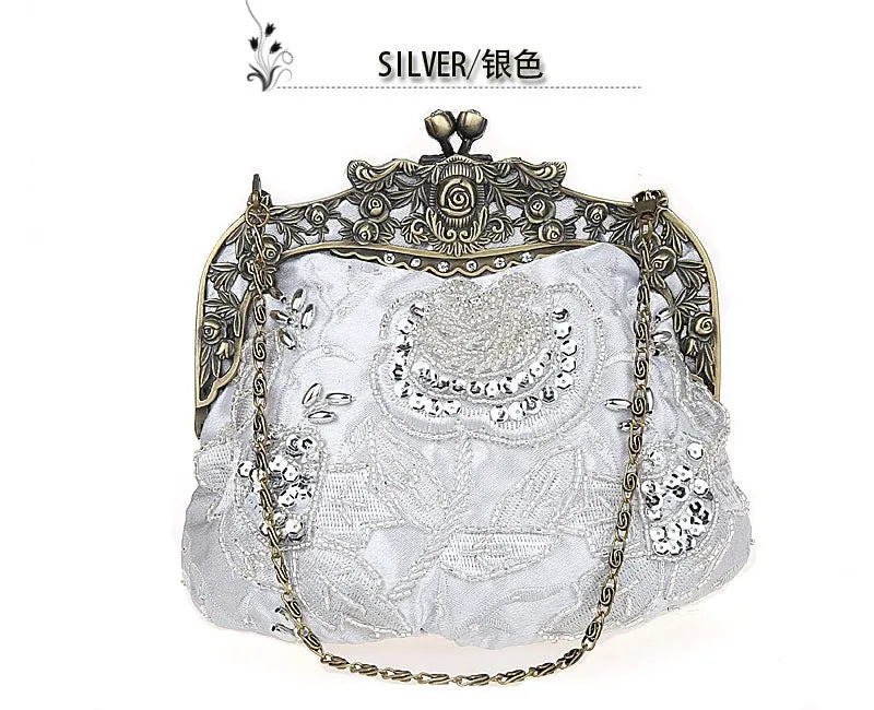Vintage Beaded Embroidered Evening Handbag
