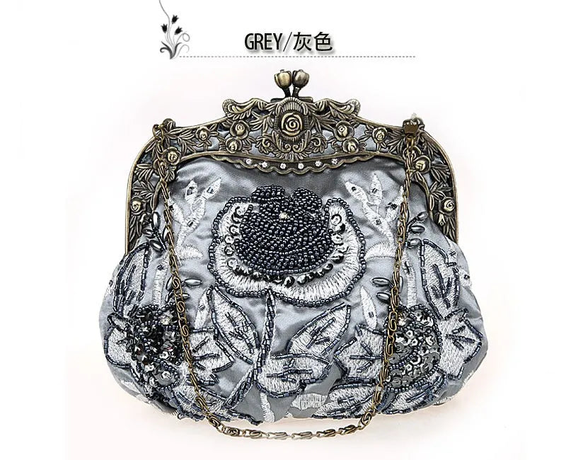 Vintage Beaded Embroidered Evening Handbag