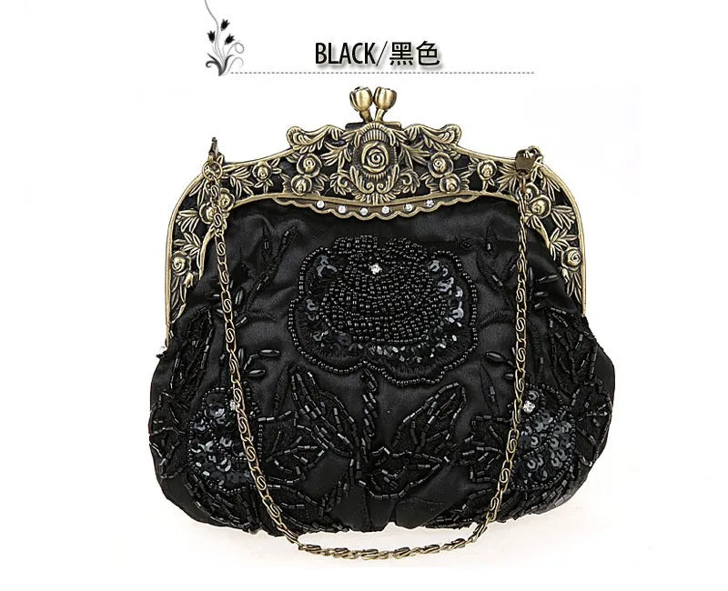 Vintage Beaded Embroidered Evening Handbag