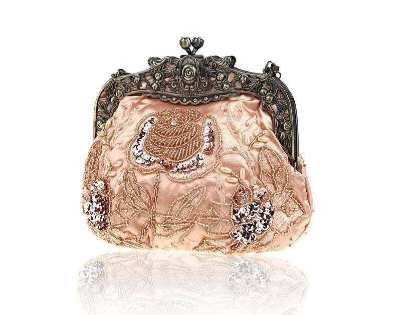 Vintage Beaded Embroidered Evening Handbag