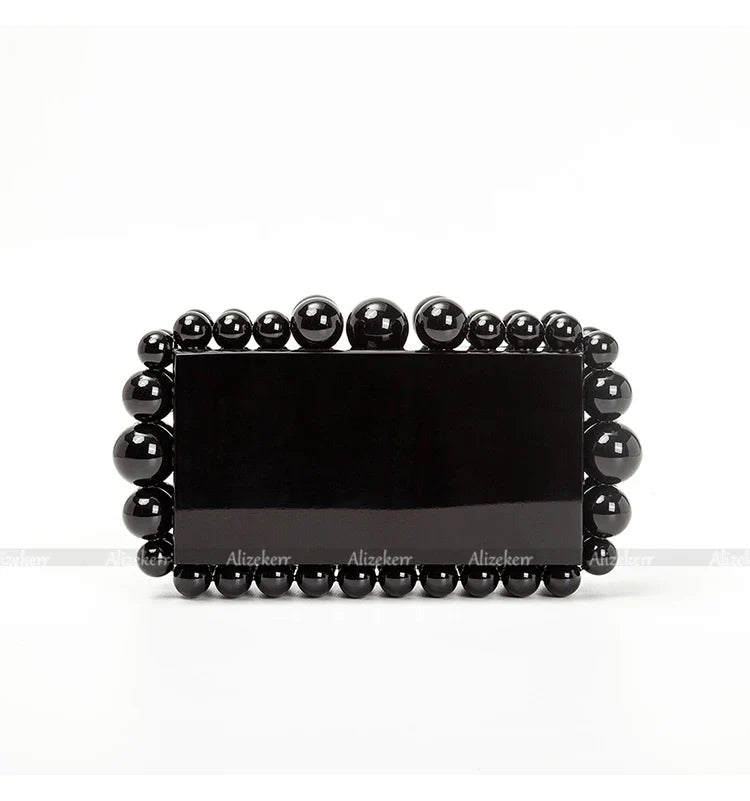 Clear Acrylic Wedding Clutch with Gold Beads