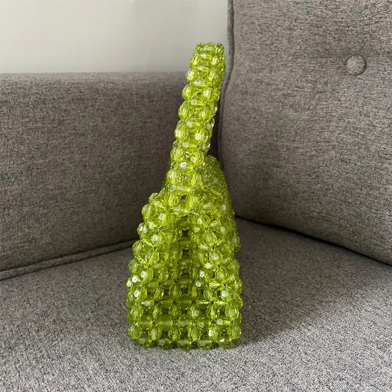 Luxury Fashionable Handcrafted Green Beaded Purse