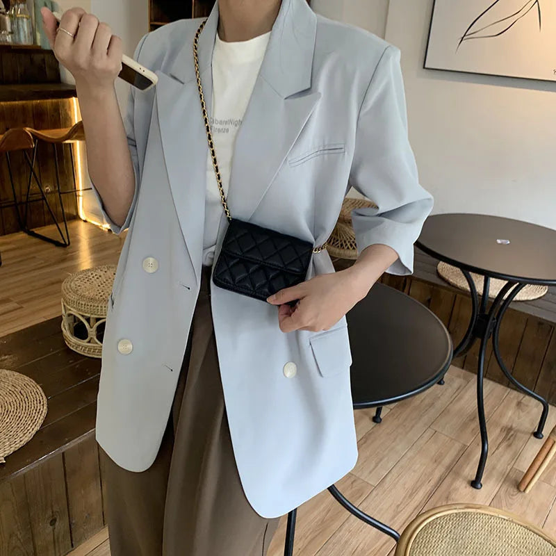 Trendy Diamond Lattice Mini Beaded Chain Handbag