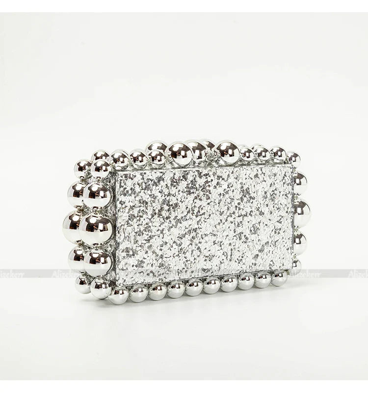 Clear Acrylic Wedding Clutch with Gold Beads