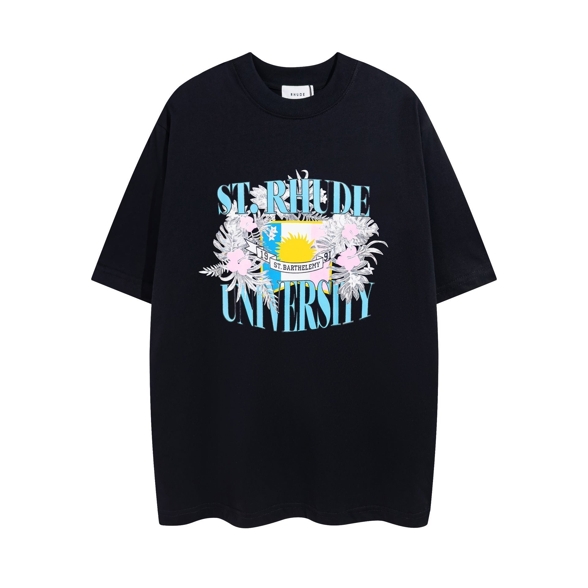 Rhude T Shirt Micro Label Flower Letter Print Pattern Short Sleeve T-Shirt