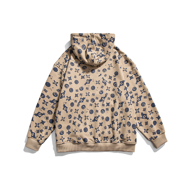 Mens Graphic Hoodies Men's Hooded Cardigan Sweater Men's Loose Casual Jacket