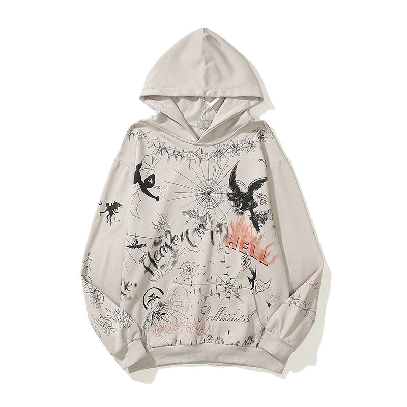 Kanye West Sunday Service Hoodie Graffiti Angel Vintage Make Old Ripped Terry Hoodie