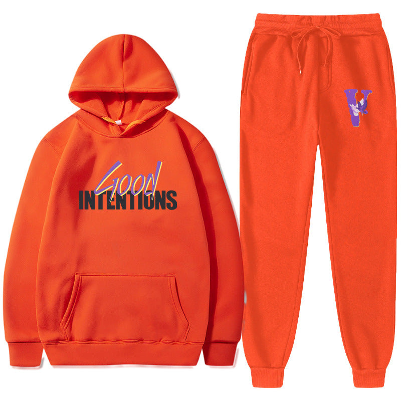 Vlone Hoodie & Pants 2 Piece Set Casual Loose Hoodie