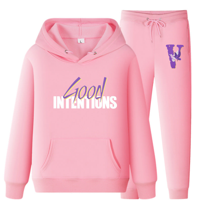 Vlone Hoodie & Pants 2 Piece Set Hooded Sweater Men And Women Loose
