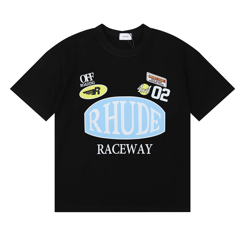 Rhude T Shirt Racing Track Letter Print Short Sleeve T-Shirt