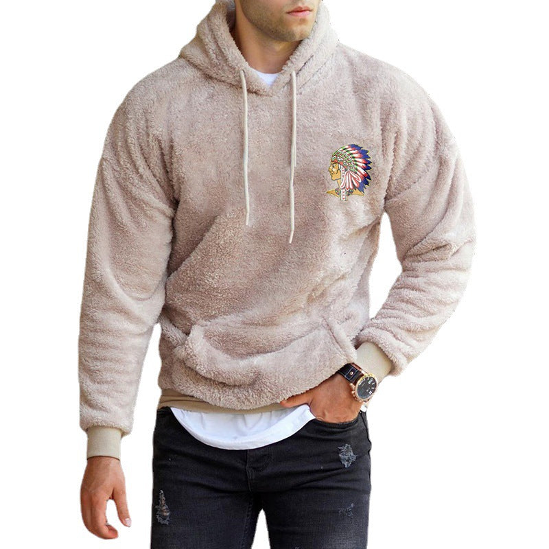 Mens Sweaters Man Fall Outfits Hoodie Solid Color Printing Pullover Loose Casual