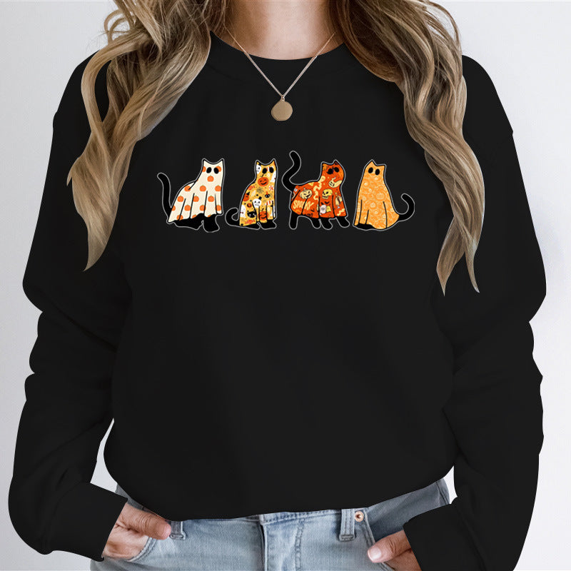 Cat Lover Halloween Hoodies Ghost Cats Sweatshirt