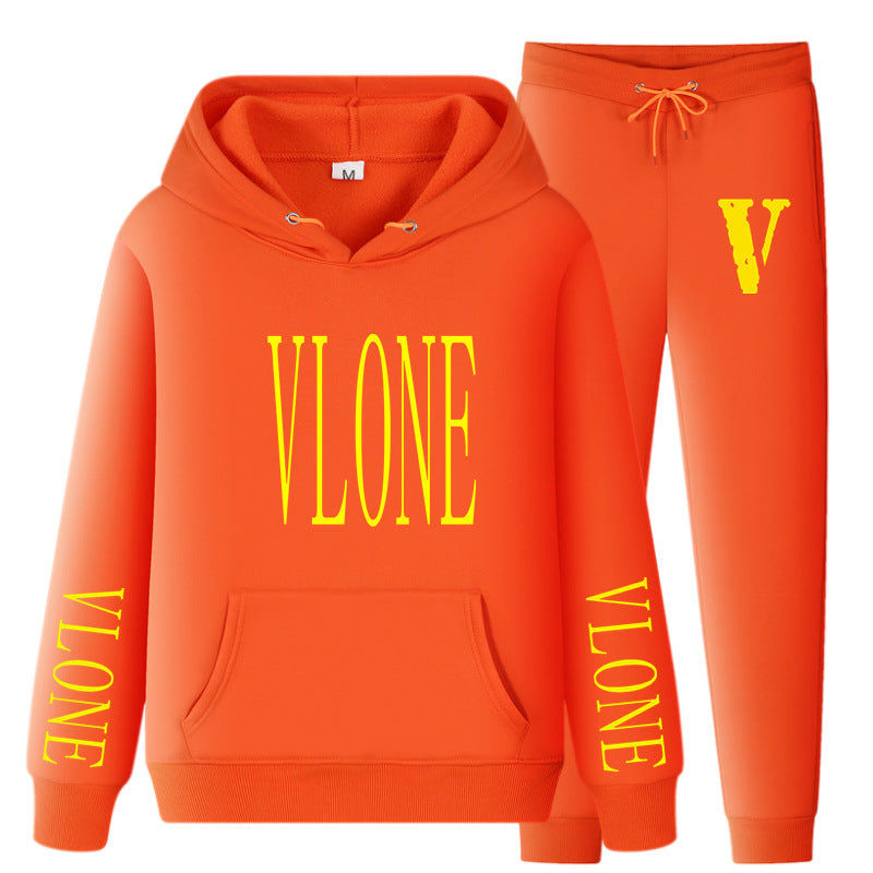 Vlone Hoodie & Pants 2 Piece Set Spring And Autumn Casual Sweater Loose Top