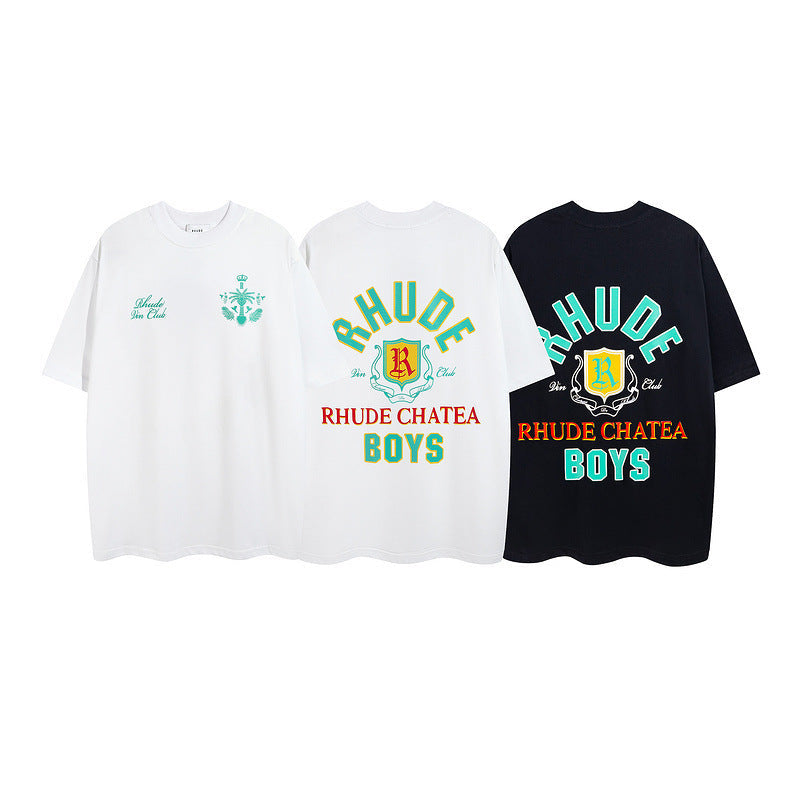 Rhude T Shirt Micro Label Letter Coconut Pattern Short Sleeve T-Shirt