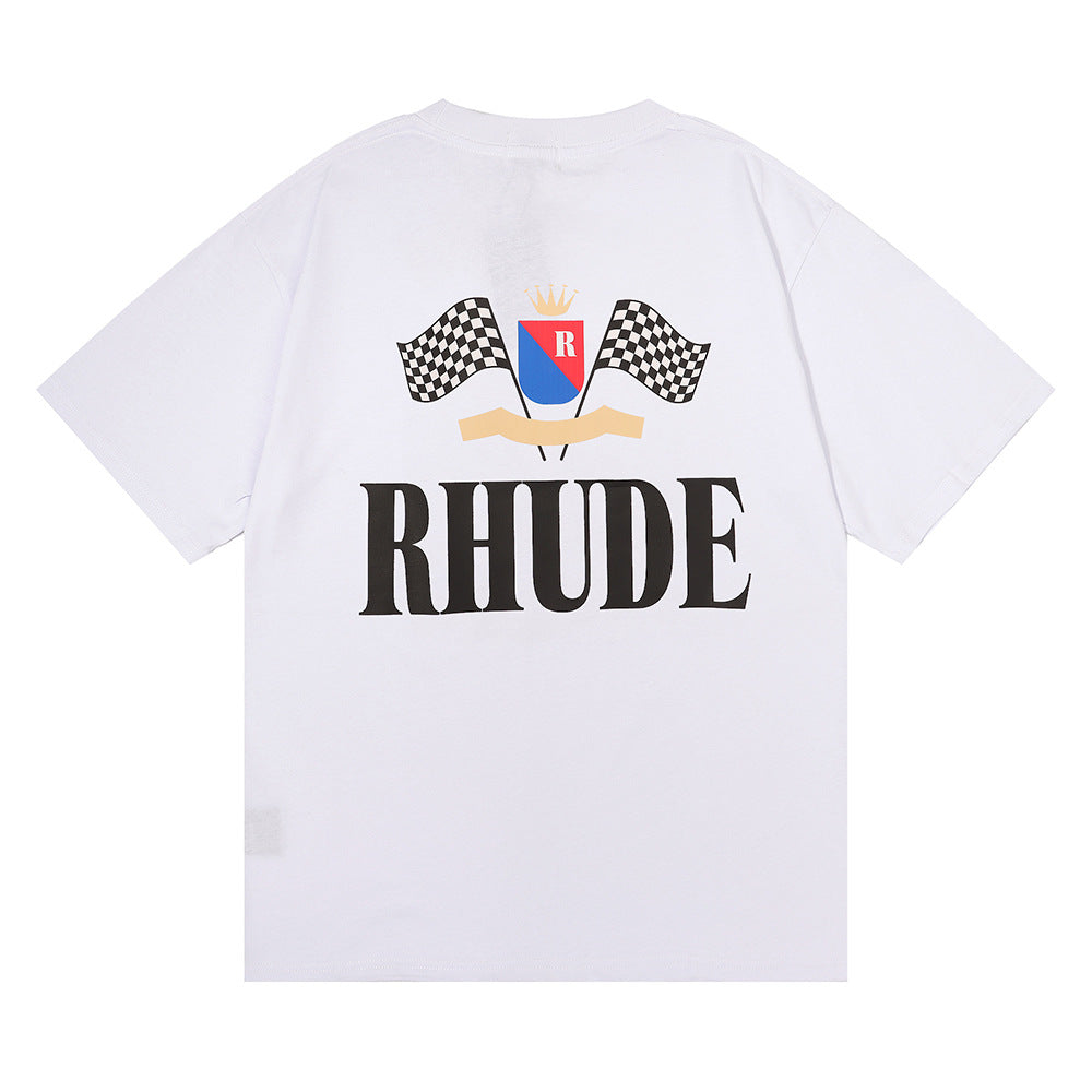 Rhude T Shirt Alphabet Flag Print Short Sleeve T-Shirt