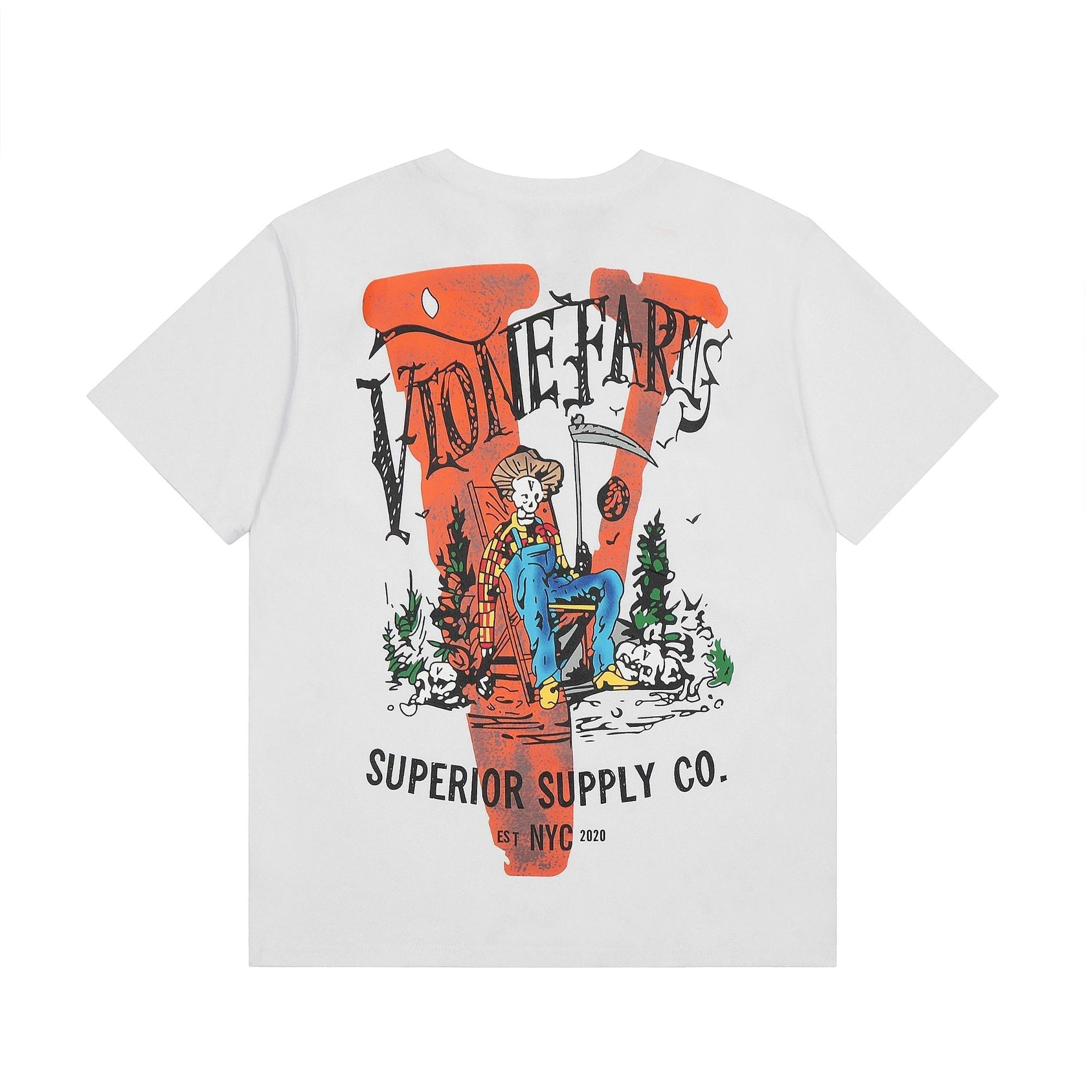 Vlone T Shirt Spring Summer Scarecrow Pattern Crew Neck