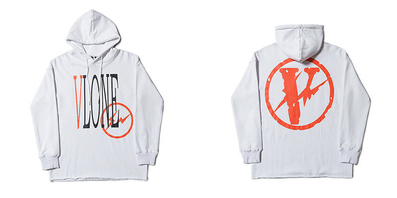 Vlone Hoodie Autumn And Winter Clothes Black And White Large V-Shaped Female Men And Women Couple Hooded Sweater