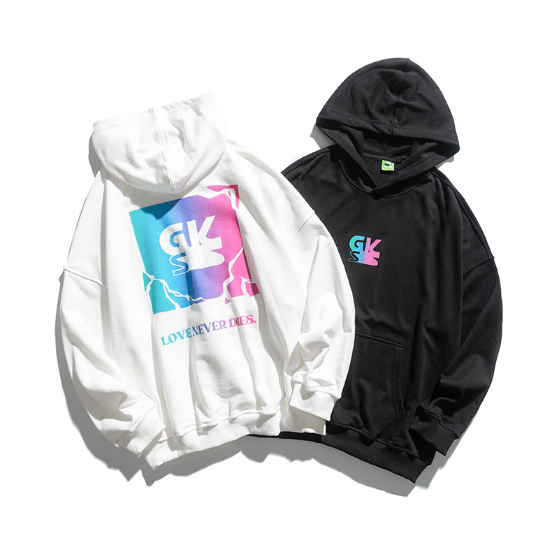 Man Fall Outfis Clothes Vintage Autumn Letters Printed Hoodie Men's Loose Casual Couple Bottoming Shirt