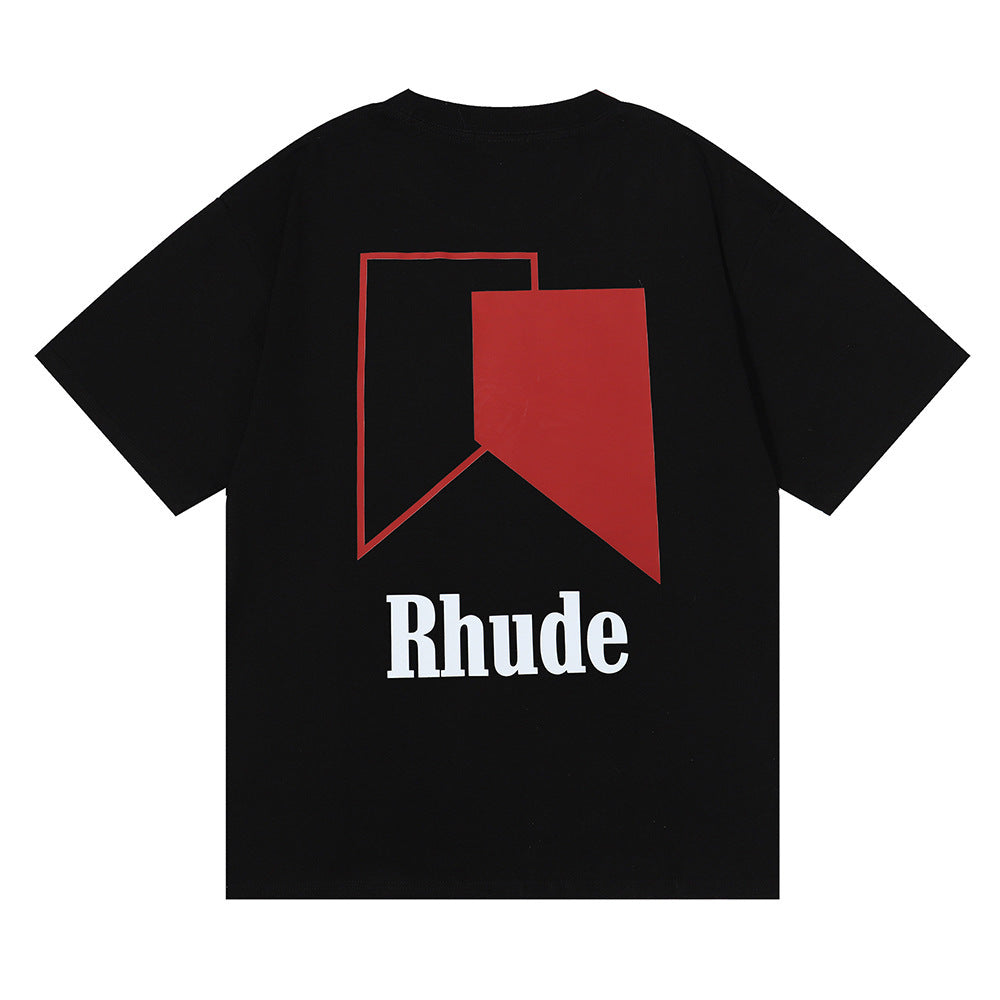 Rhude T Shirt Micro Standard Geometric Square Color Matching Printed Short Sleeve T-Shirt
