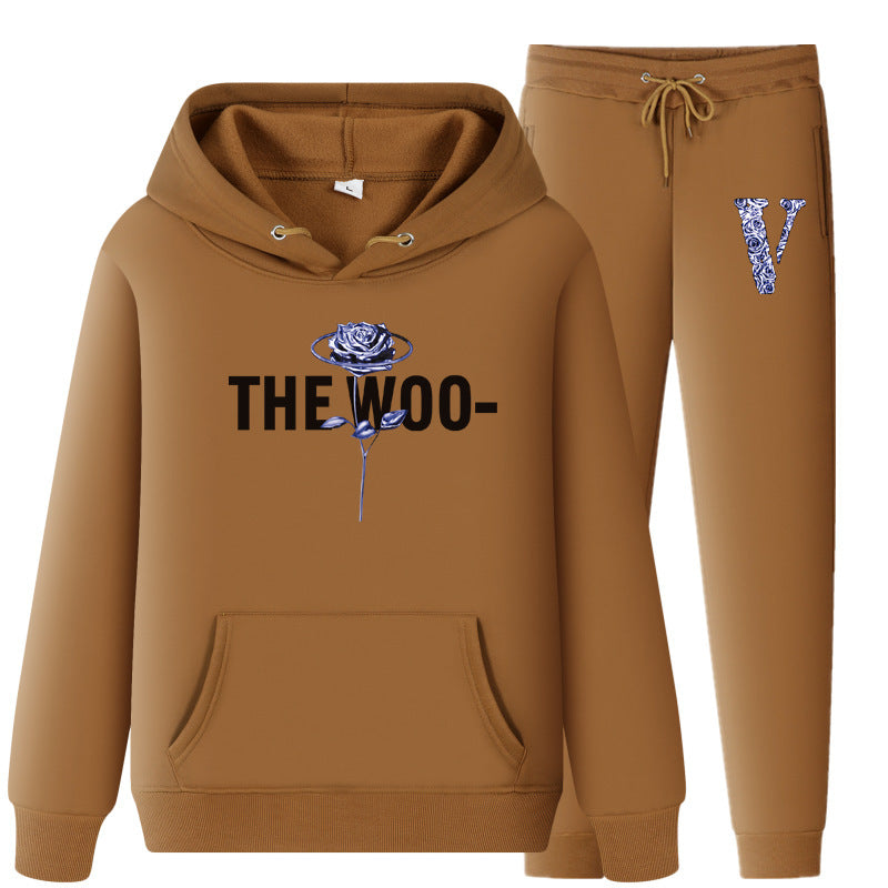 Vlone Hoodie & Pants 2 Piece Set V Printing Stylish Casual Hooded