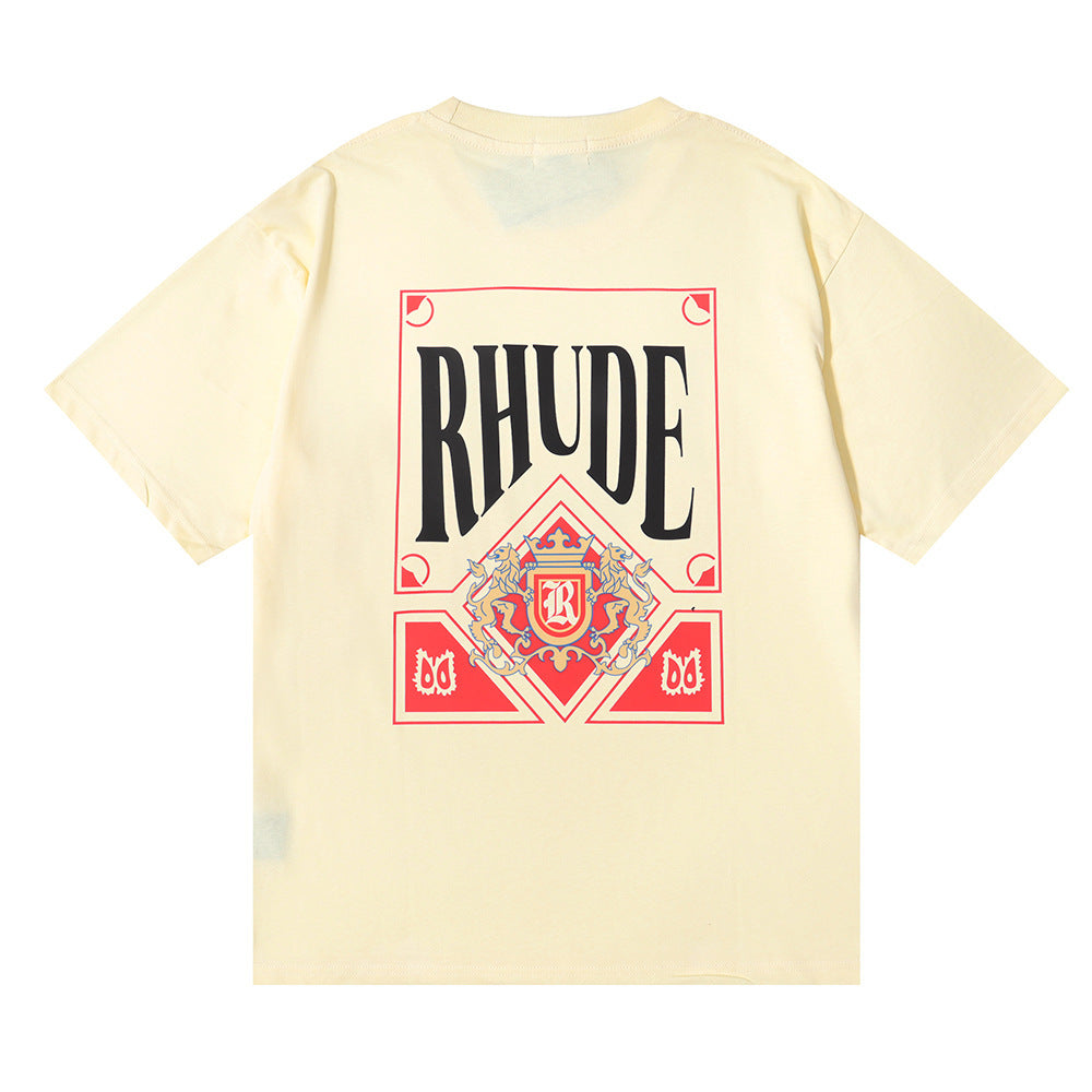 Rhude T Shirt Micro Label Letter Card Print Short Sleeve T-Shirt
