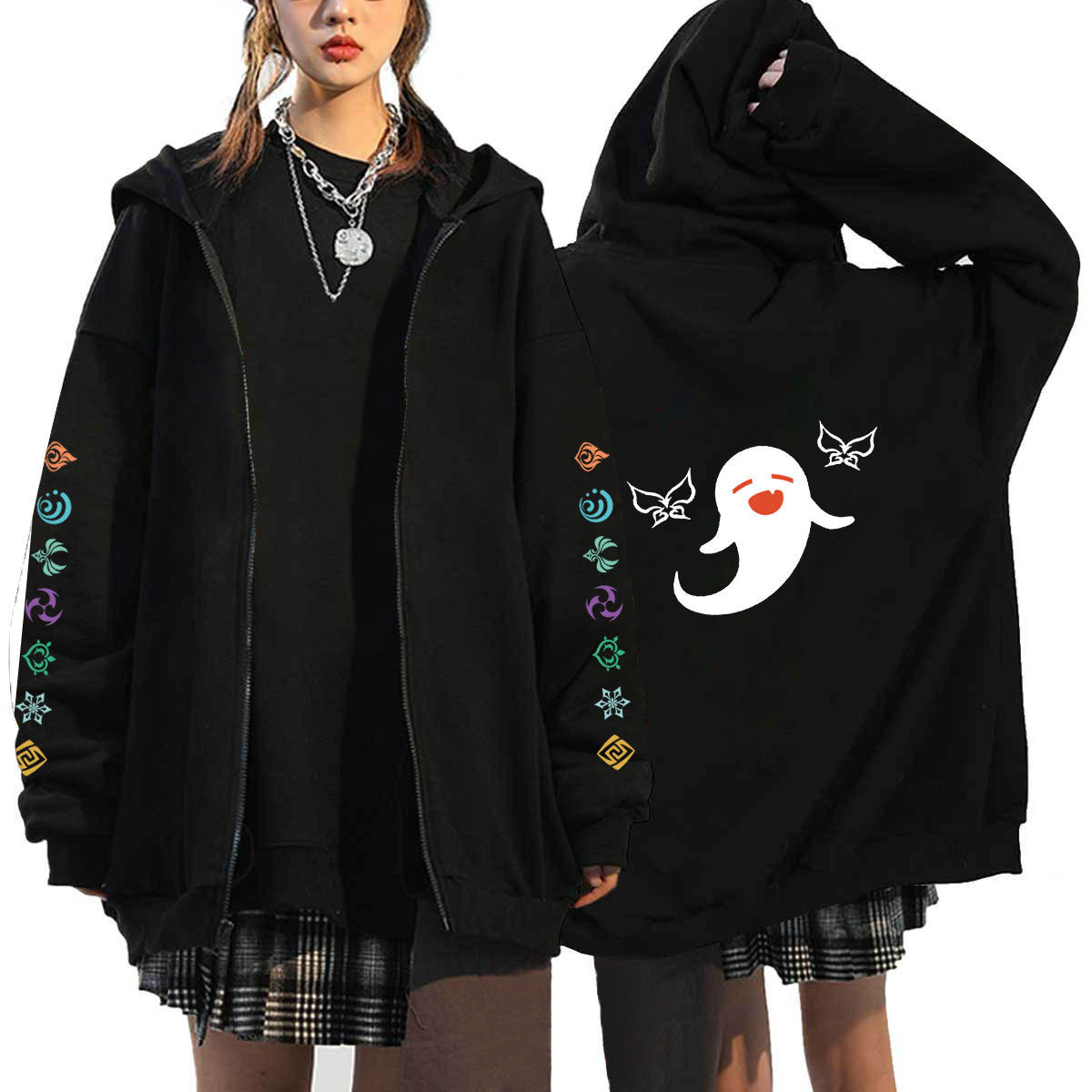 Men Hoodie Original God Genshin Spring and Autumn Leisure plus Velvet Hooded Zipper Sweatshirt