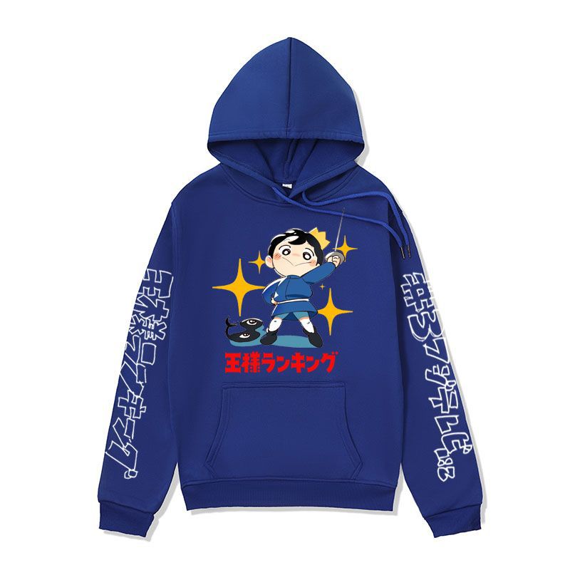 Anime Hoddies Poji King Printed Hoodie Autumn and Winter Fleece-Lined Hoodies