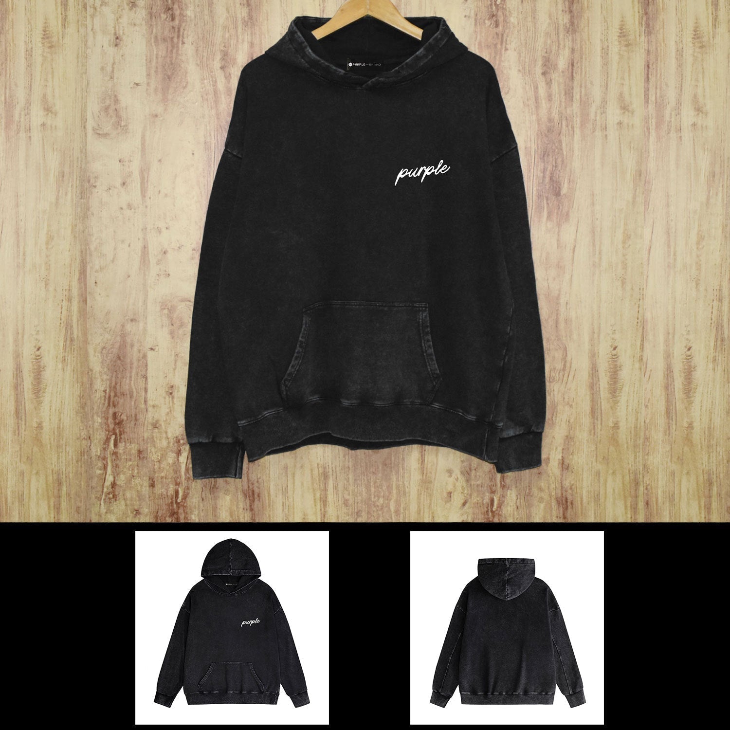 Purple Brand Distressed Hoodie Fashion Old Loose Hooded Sweater