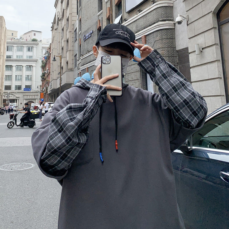 MEN'S Hoodie Fake Two Pieces Baggy Coat