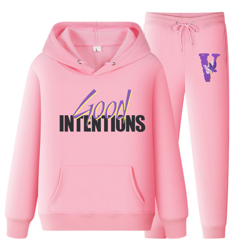 Vlone Hoodie & Pants 2 Piece Set Hooded Sweater Men And Women Loose