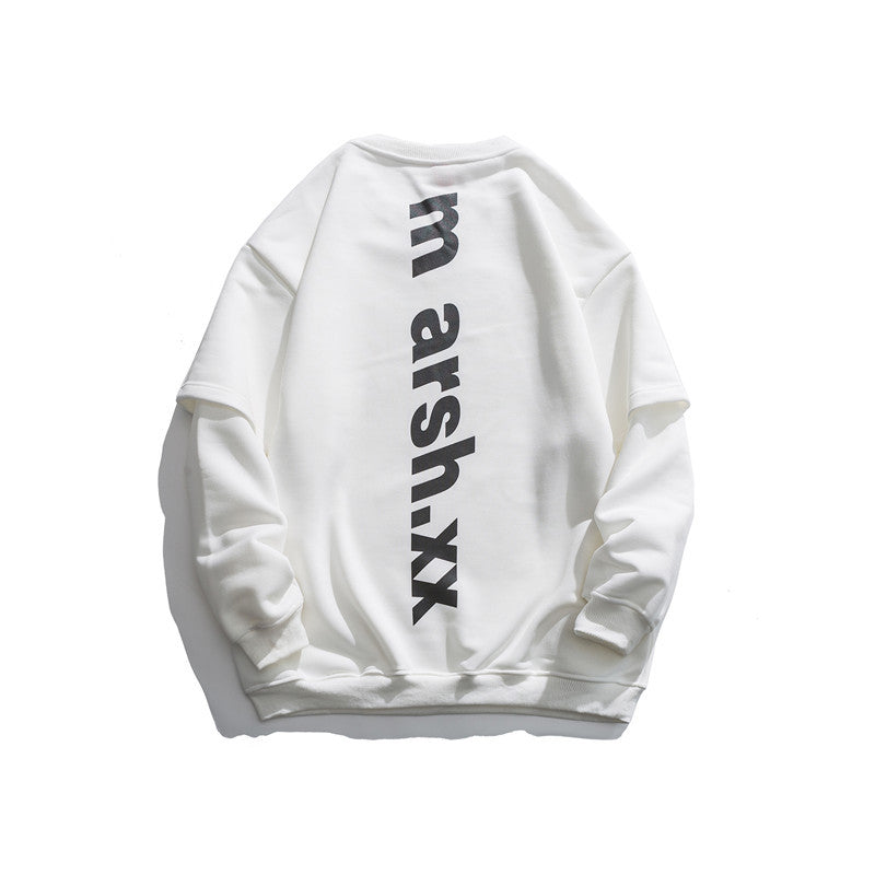 Crew Neck Sweatshirts for Men Men's Clothing Autumn Printed round Neck Short Sleeve Hoodie Male Student Pullover