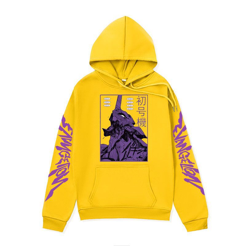 Anime Hoddies Anime Hoodie Tone Evangelion Printed Sweatshirt Spring and Autumn Fleece Hoodies