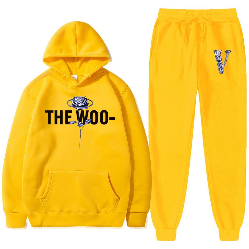 Vlone Hoodie & Pants 2 Piece Printed Men'S And Women'S Loose Hooded Sweater