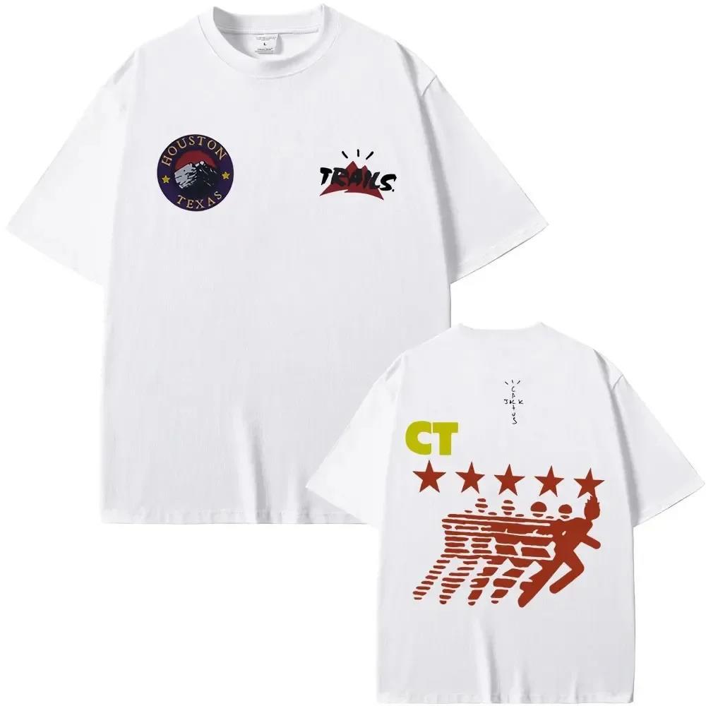 Cactus Jack Utopia Print T Shirt Short Sleeve Male  Cotton