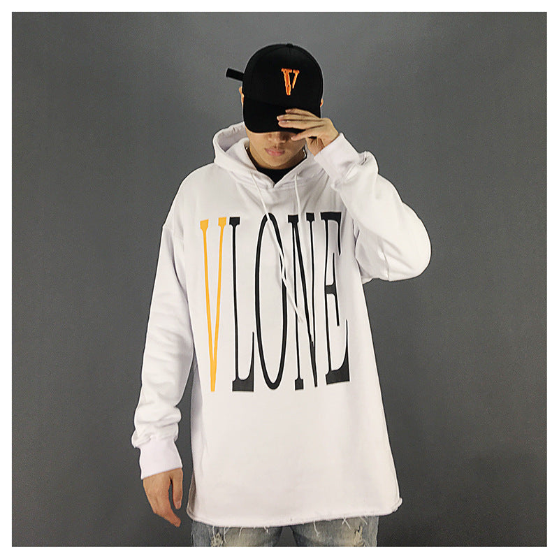 Vlone Hoodie Big V-Shaped Female Destroyed Burrs Oversize Loose Large Size Men And Women