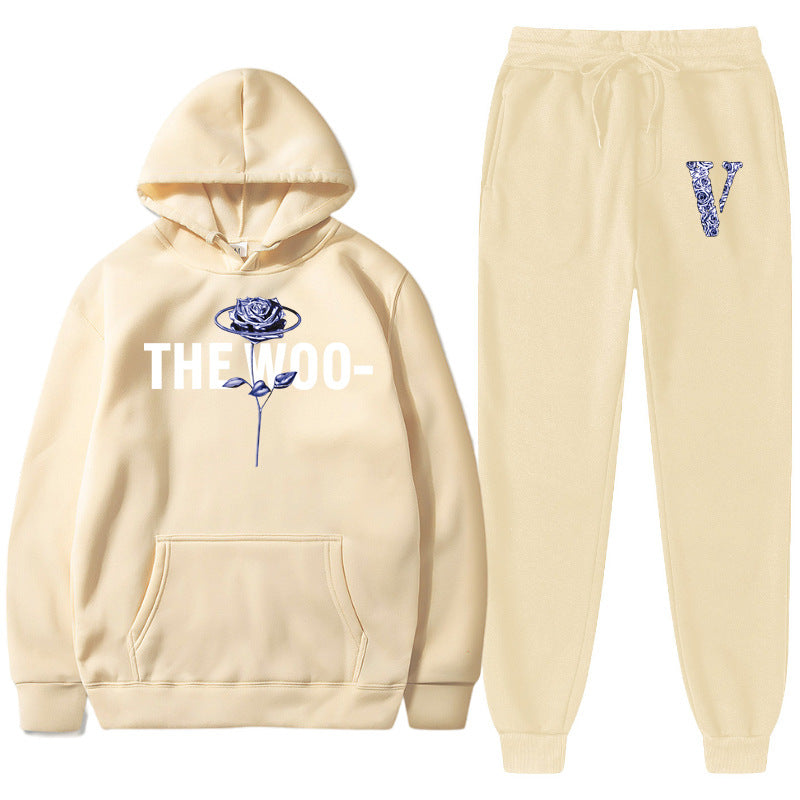 Vlone Hoodie & Pants 2 Piece Printed Men'S And Women'S Loose Hooded Sweater
