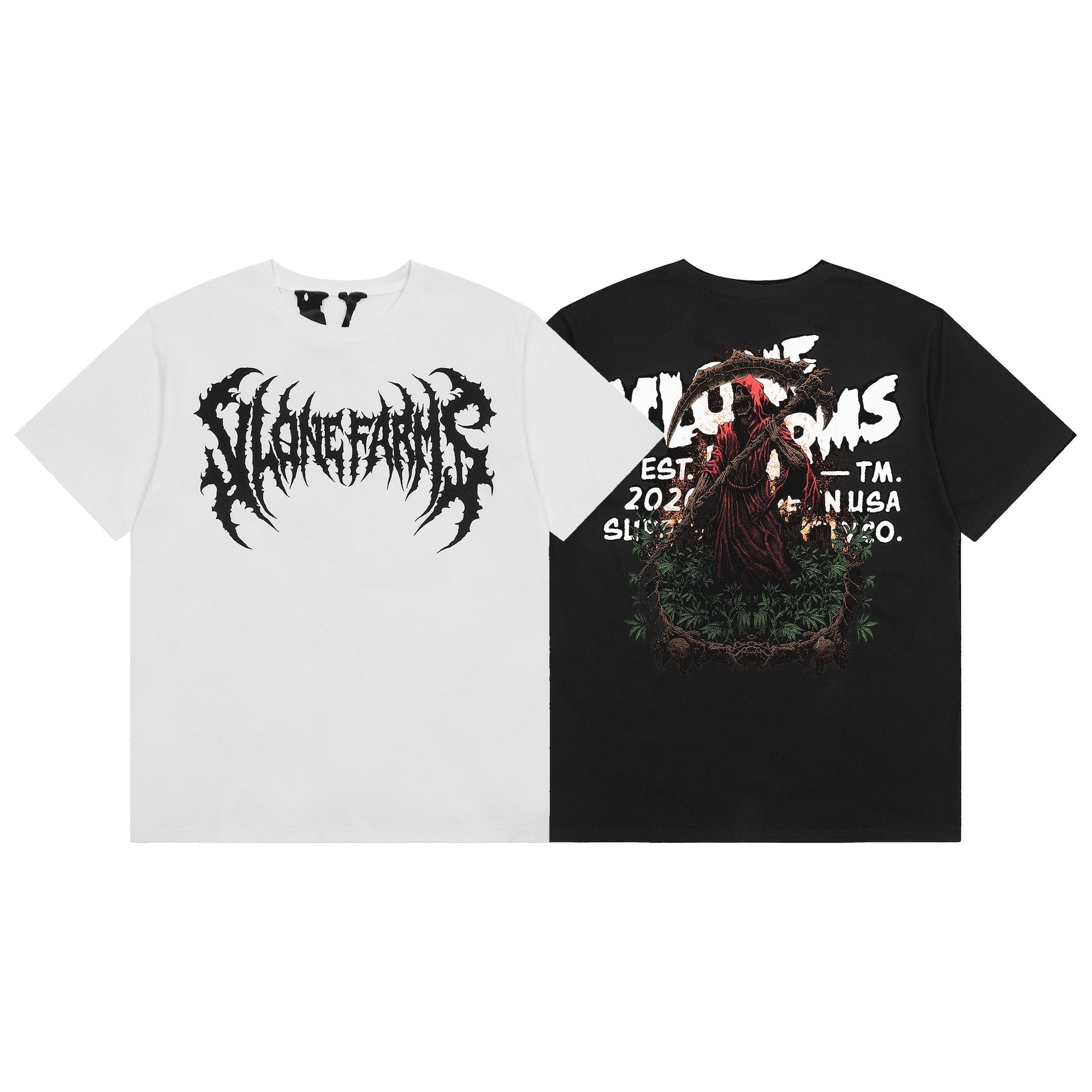 Vlone T Shirt Spring Summer Skull Reaper Pattern