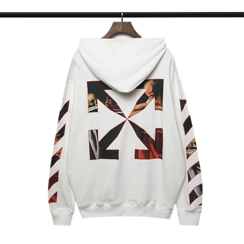 off White Hoodie Autumn and Winter Printed Long-Sleeved Hooded Sweater Men's and Women's Bottoming Shirt